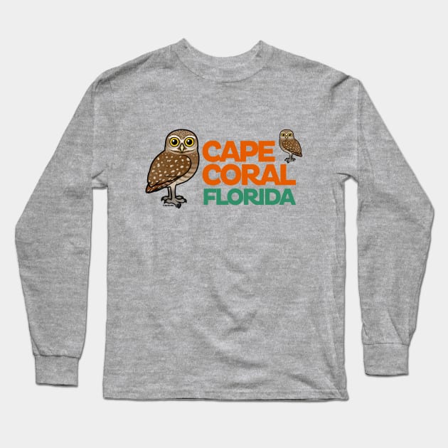 Cape Coral Florida Burrowing Owls Long Sleeve T-Shirt by birdorable